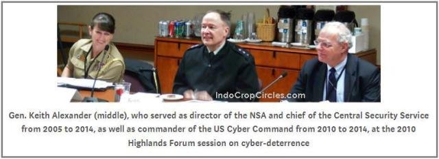 Gen. Keith Alexander (middle), who served as director of the NSA and chief of the Central Security Service from 2005 to 2014, as well as commander of the US Cyber Command from 2010 to 2014, at the 2010 Highlands Forum session on cyber-deterrence